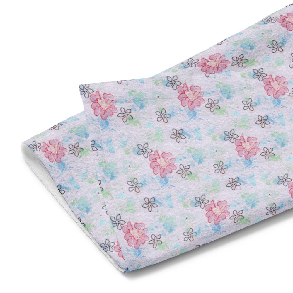 Floral Kitchen Towel – Pink Botanical Print, Earthy Paper Texture Tea Towel