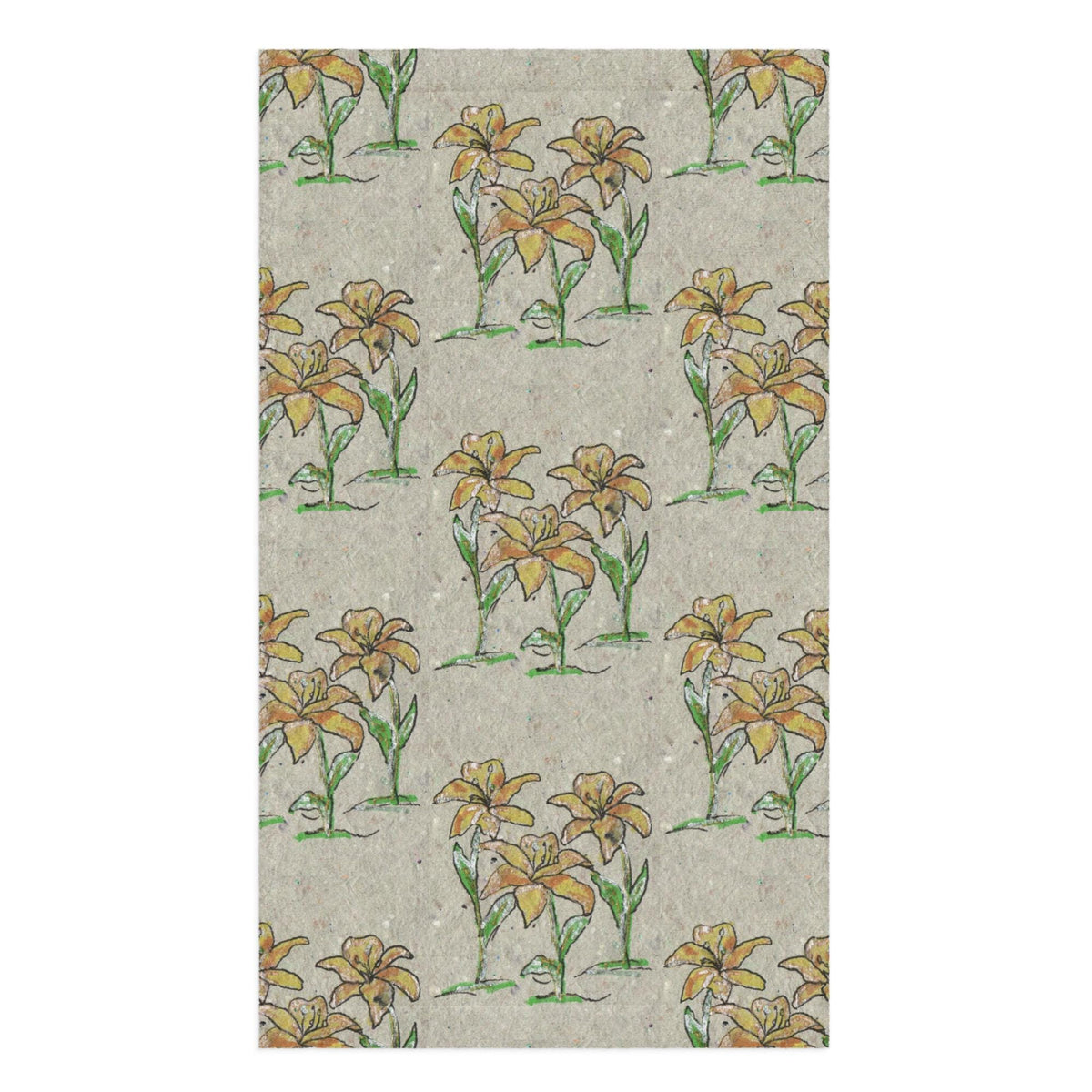 Yellow Lily Floral Kitchen Towel – Botanical Paper Texture Tea Towel
