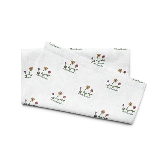Minimal Floral Kitchen Towel – Wildflower Botanical Print, Paper Texture Tea Towel