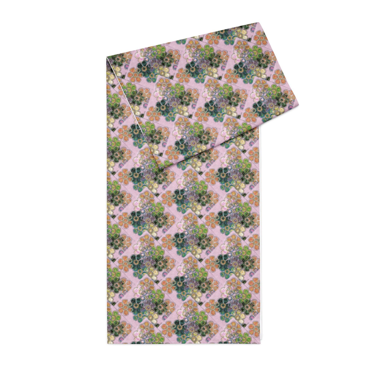 Floral Table Runner – Botanical Art Print, Handmade Paper Texture, Artistic Dining Decor