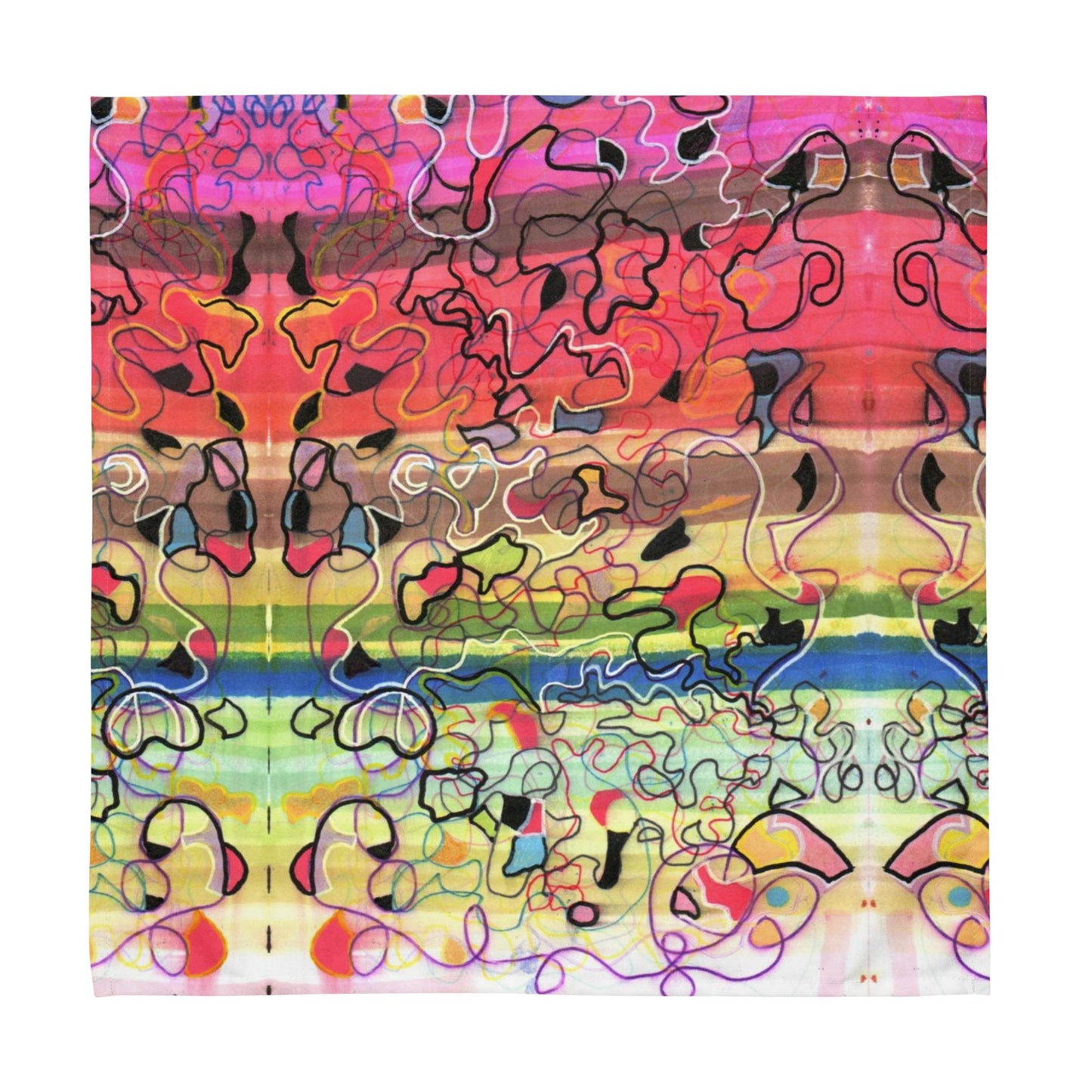 Abstract Fabric Square – Psychedelic Textile Art, Mini Tapestry (20" x 20")