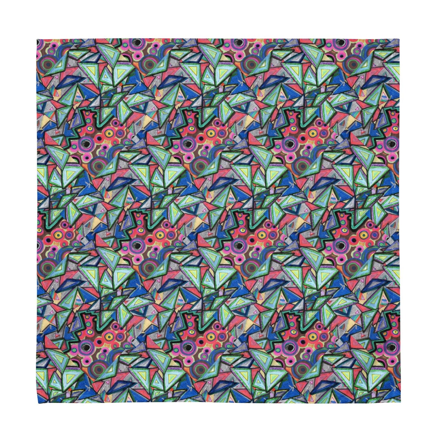 Colorful Fabric Square – Geometric Abstract Pattern, Psychedelic Mini Tapestry, Cloth Napkin / Table Decor