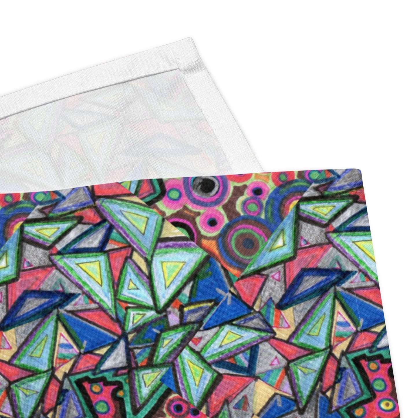 Colorful Fabric Square – Geometric Abstract Pattern, Psychedelic Mini Tapestry, Cloth Napkin / Table Decor