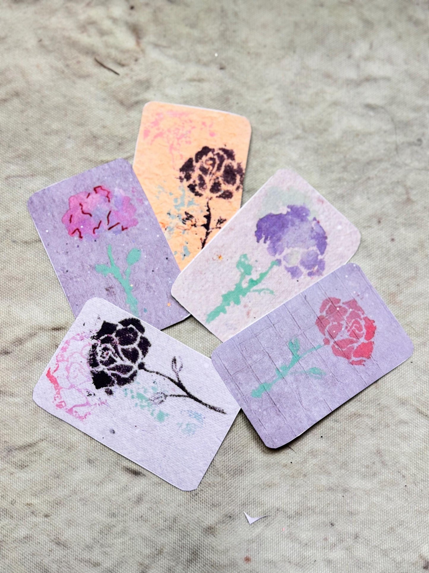 Abstract Rose Stickers – Painterly Floral Art, Journaling Supplies (Set of 5)