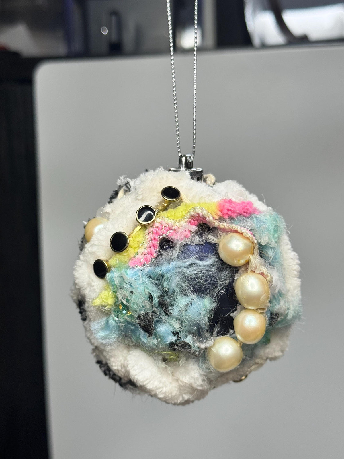 Mixed Media Ornament – Recycled Jewelry Assemblage Art, Maximalist Sculpture