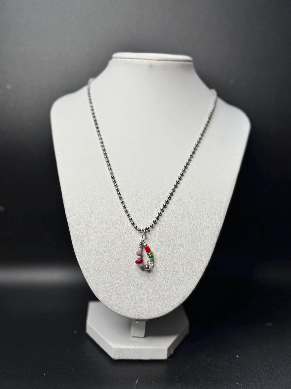 Rescued Bead Charm Necklace | Floor Findings Statement Pendant | One-of-a-Kind Found Materials Beaded Dainty Jewelry