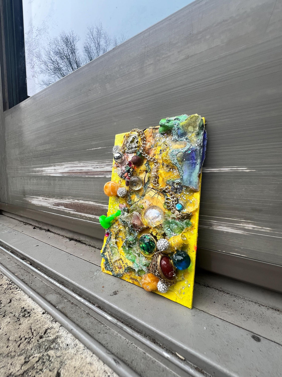 Pollen Party – Original Found Object Assemblage | Mixed Media Collage on Canvas