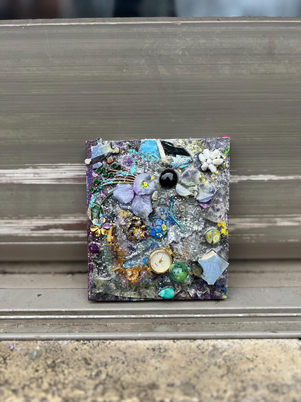 Time Seedling – Original Found Object Assemblage | Mixed Media Collage on Wood