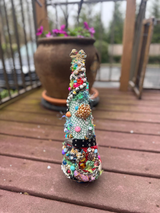 Reclaimed Assemblage Tree Sculpture – Mixed Media Found Object Art – One of a Kind Decor