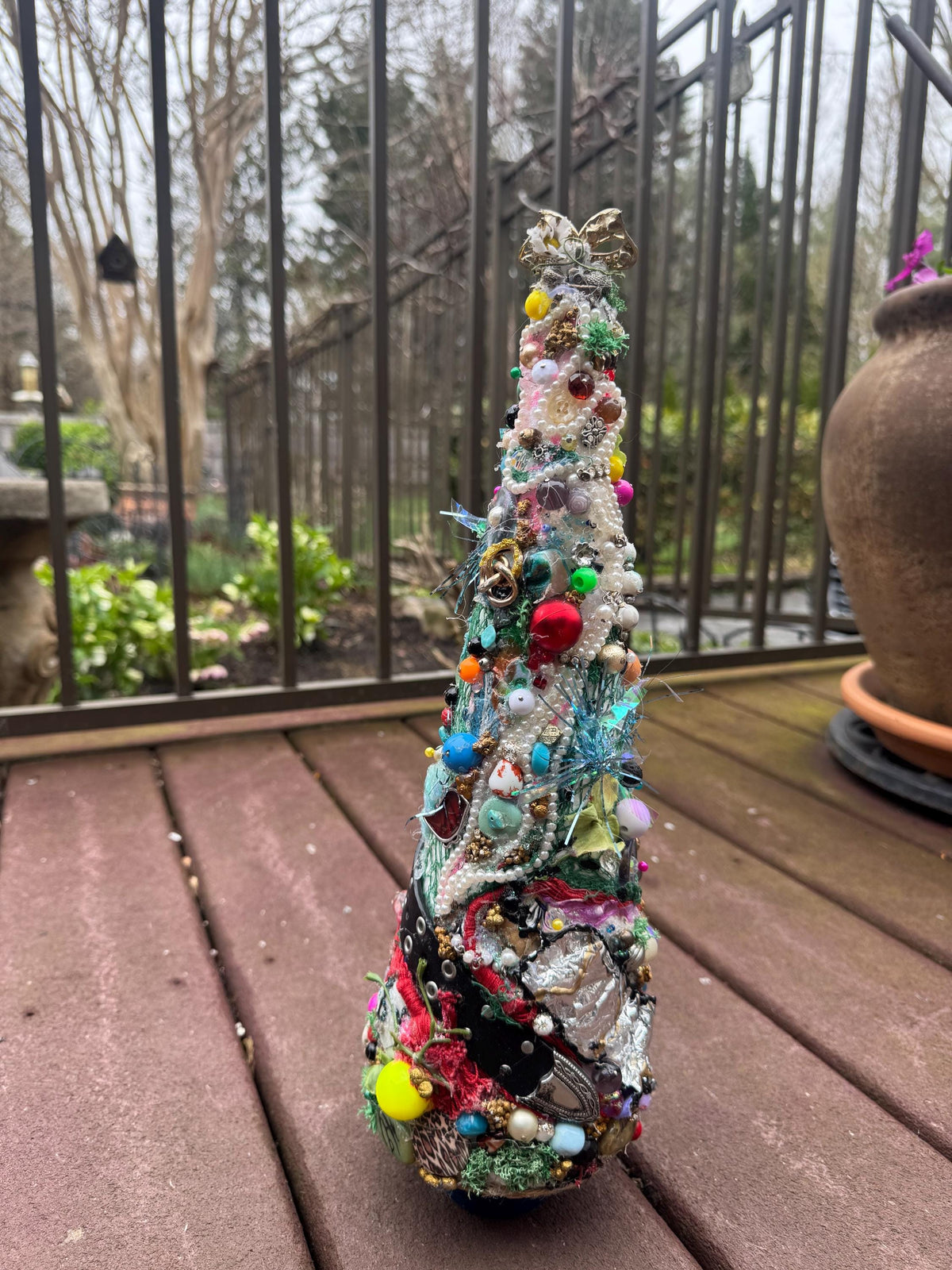 Reclaimed Assemblage Tree Sculpture – Mixed Media Found Object Art – One of a Kind Decor